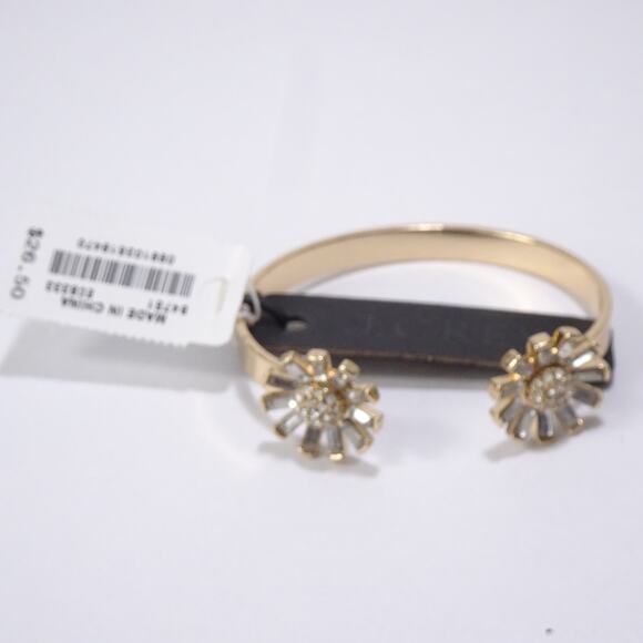J.Crew Women's Crystal Baguette Flower Burst Open End Cuff Bracelet NWT 26 - Picture 1 of 6